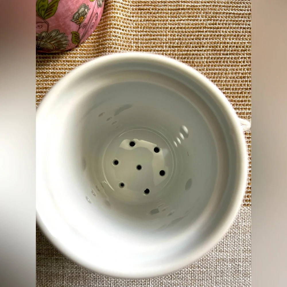 World Market Tea Cup & Infuser with Lid - 3pc Pink Flower & Leaf Floral Design - Picture 4 of 10